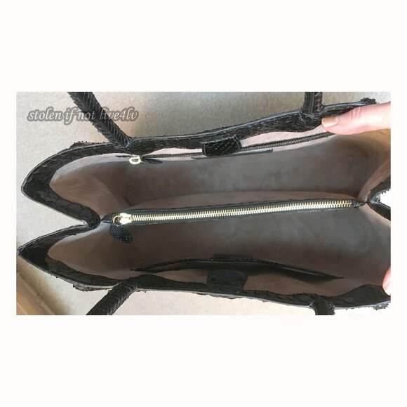 NEW Never Carried Auth Nancy Gonzalez GENUINE PYTHON shiny black tote bag $3950 - Picture 7 of 14